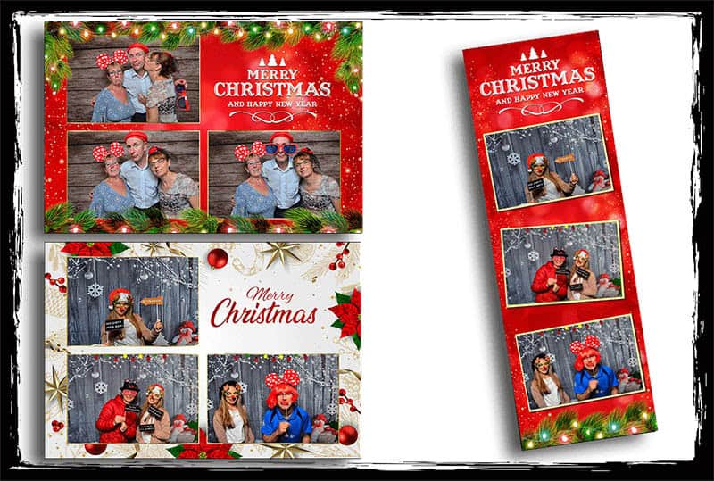 Festliches Fotobox Layout für Weihnachten und Silvester Weihnachtliche Fotobox Layouts mit Fotocollage in festlichem Design