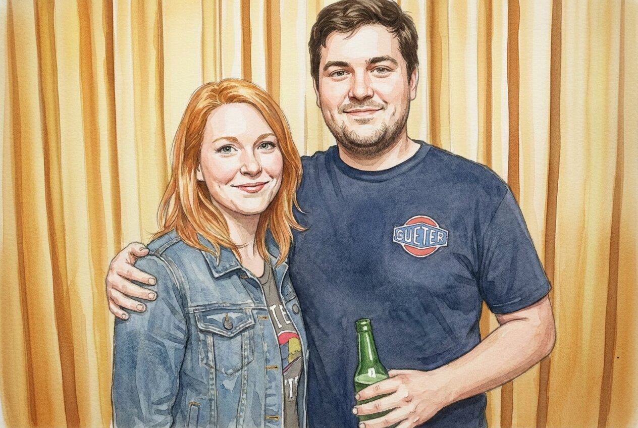 KI Fotobox Chemnitz Aquarell Gemälde Funktion Kunstvolle Erinnerung: Ein junges Paar, sanft inszeniert als zeitloses Aquarellgemälde durch unsere KI Fotobox Chemnitz.