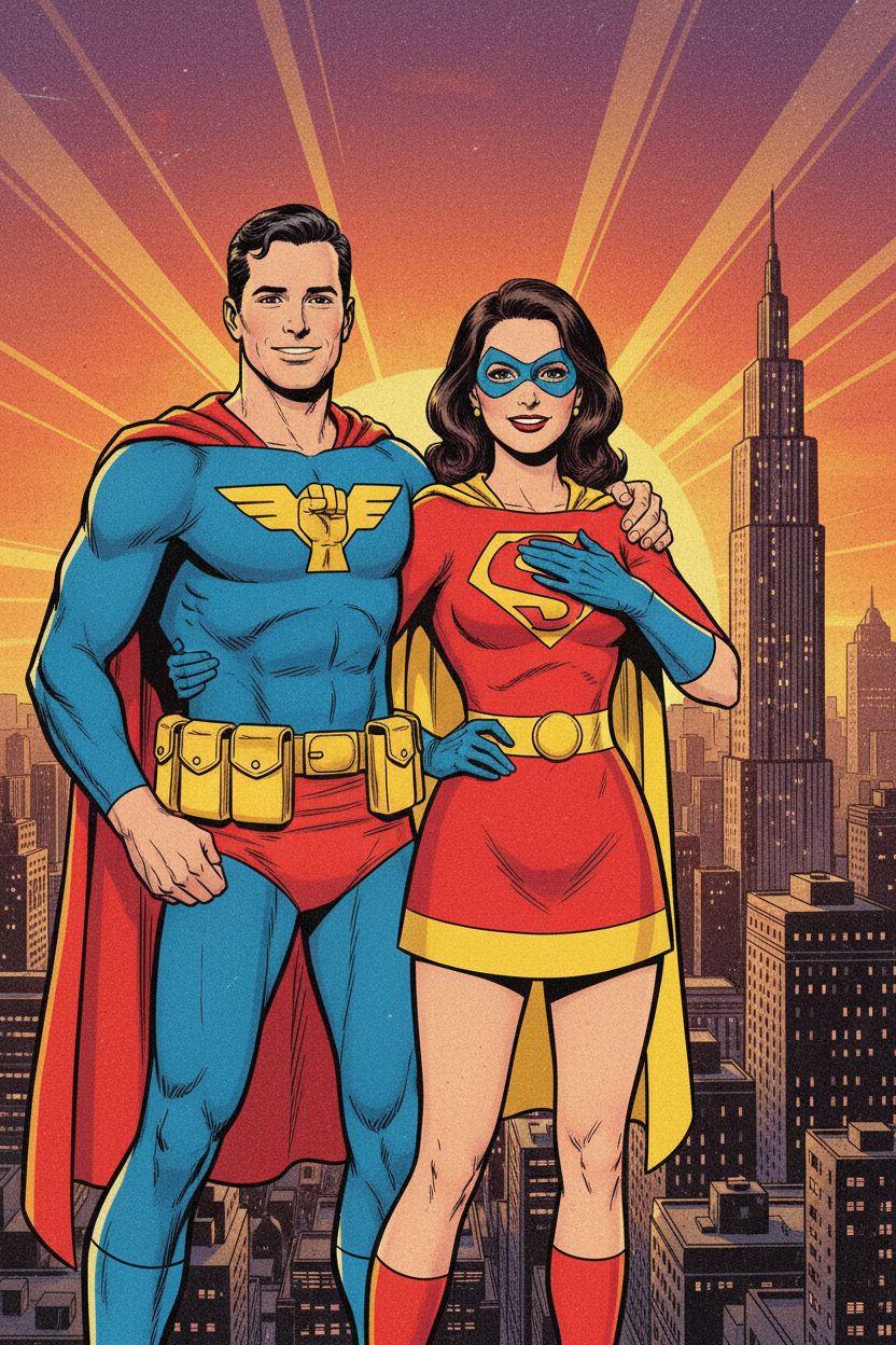 Actionreicher Superhelden Retro Comic KI Style