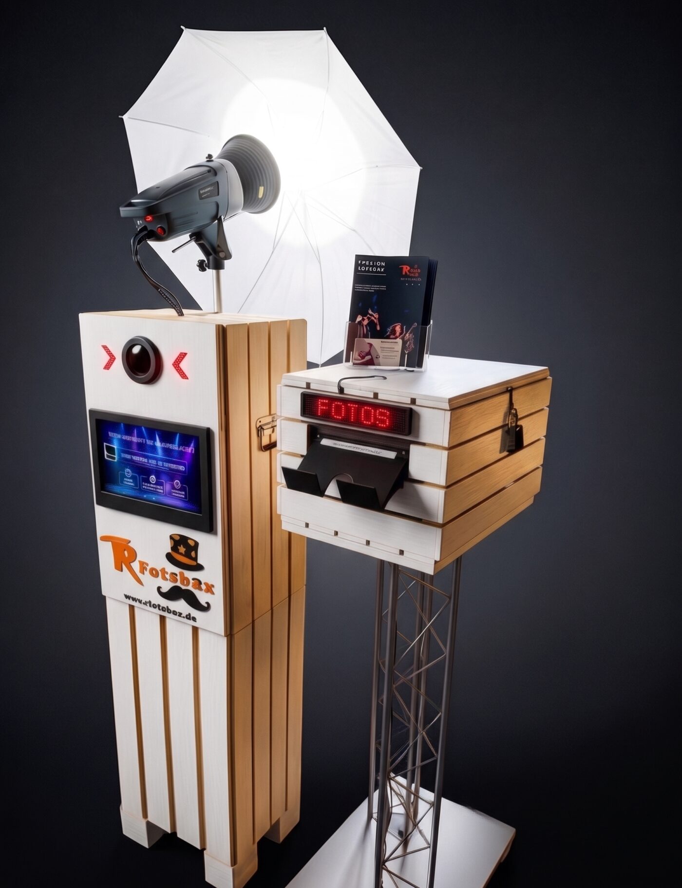 Moderne Fotobox mit Studioblitz und professionellem Fotodruck für Event-Fotografie in Chemnitz